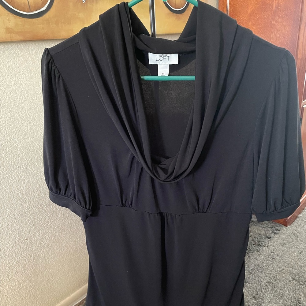 Ann Taylor Loft, pullover dress blouse, black